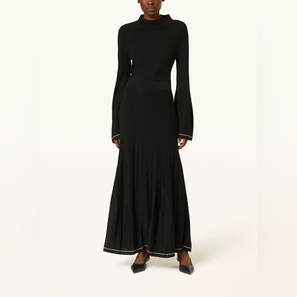COS Black Elasticated Knit Midi Skirt